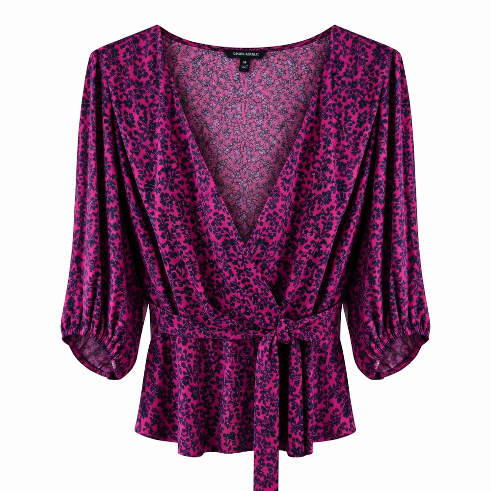 Banana Republic Pink Floral V-Neck Blouse